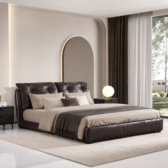 RUSSO Luxury Italian Grade A Cowhide Genuine Leather Gas Lift Bed | King & Queen Size Bed Frame-2