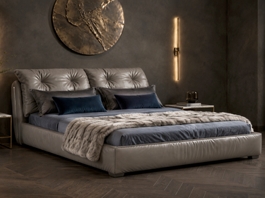 RUSSO Luxury Italian Grade A Cowhide Genuine Leather Gas Lift Bed | King & Queen Size Bed Frame