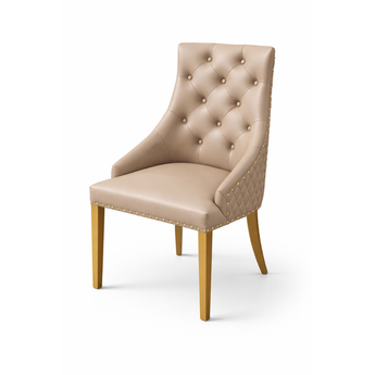 Royal Tufted Modern Italian Luxury Upholstered Leather Gold Dining Chair