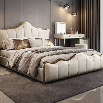 Frances Upholstered Leather King Size Bedframe