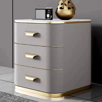 Raye Marble Top Leather Nightstand Side Table