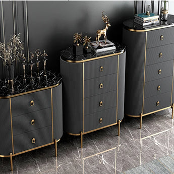 MOZART Modern Italian Luxury Marble Top Tallboy Sideboard Buffet Dresser Cabinet