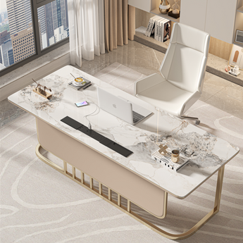 Roseanne Marble Top Solid Wood Executive Office Desk