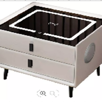 🟢 IN STOCK Silk White 2 Drawers Smart Side Table Nightstand with Bluetooth Speaker and Wireless Charger Top