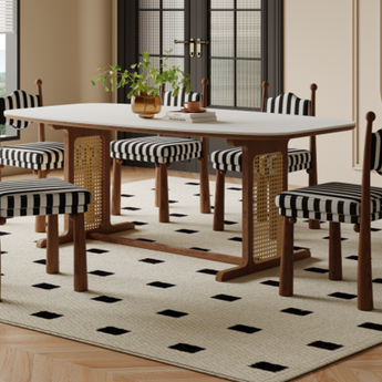 TESSA Modern Luxury Solid Wood White Sintered Stone Dining Table