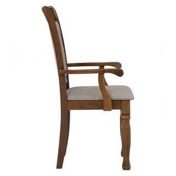 🟢 IN STOCK Tegus Solid Malaysian Oak Dining Armchair – Cocoa Frame & Dolphin Fabric Seat (Easy Assembly)
