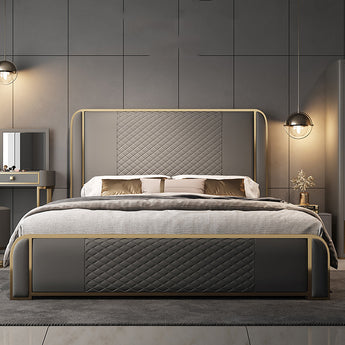 Italian Modern Luxury TUDOR Solid Wood Leather Upholstered Bedframe