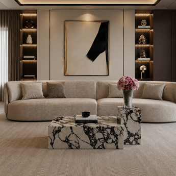 Classic Luxury Calacatta Viola Marble Modern Coffee Table