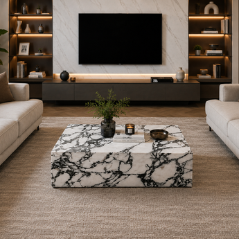 Classic Luxury Calacatta Viola Marble Modern Coffee Table