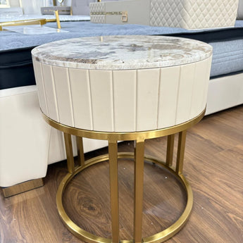 Milan Marble Top Leather Side Table