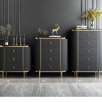 MOZART Modern Italian Luxury Marble Top Tallboy Sideboard Buffet Dresser Cabinet