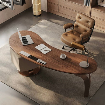 Signature Governor Walnut Executive Office Desk with Saddle Leather Finish