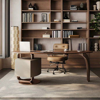 Signature Governor Walnut Executive Office Desk with Saddle Leather Finish