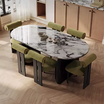 NARA Sintered Stone Top Solid Black Wood Dining Table