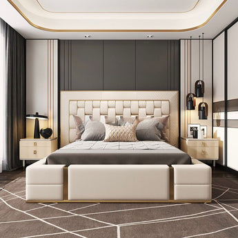 Signature Serenade Solid Wood Upholstered Leather Bedframe