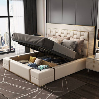 Signature Serenade Solid Wood Upholstered Leather Bedframe