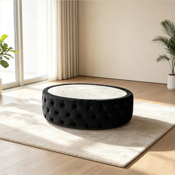 Oval Coffee Table Black | Luxury Velvet Coffee Table