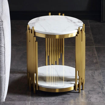 Throne Solid Marble Top Side Table