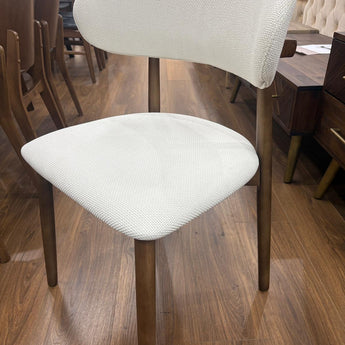 🟢 IN STOCK ANYA Linen Upholstery Solid Cocoa Walnut Wood Dining Chair – White Coconut