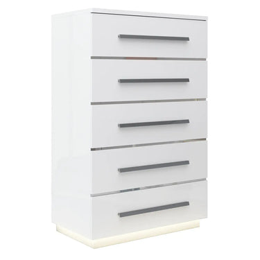 White Tallboy 6 Drawers with LED