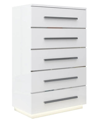 White Tallboy 6 Drawers with LED