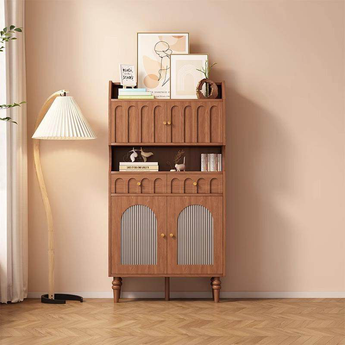 AIKO 1.7M Solid Cocoa Walnut Wood Vintage Display Cabinet Tall Chest Drawers