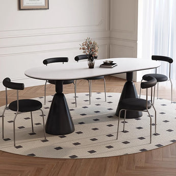 Alpen Modern Luxury Sintered Stone Top Dining Table - Solid Black
