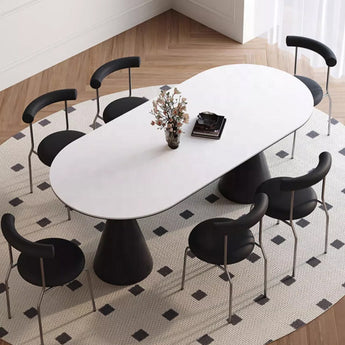 Alpen Modern Luxury Sintered Stone Top Dining Table - Solid Black