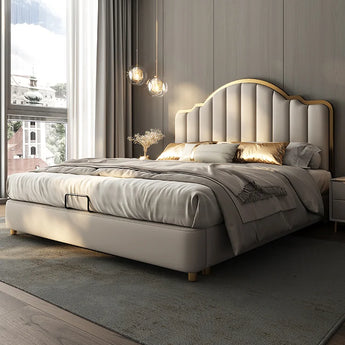 Signature Allure Luxury Upholstered Leather Solid Wood Bed Frame