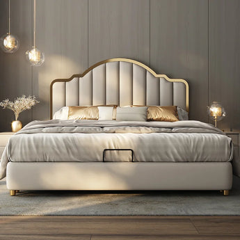 Signature Allure Luxury Upholstered Leather Solid Wood Bed Frame