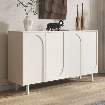 ANGEL Modern White Luxury Solid Wood High Gloss Paint Cabinet Buffet Sideboard