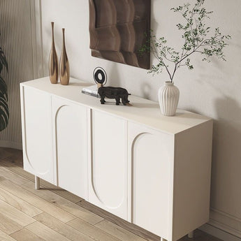 ANGEL Modern White Luxury Solid Wood High Gloss Paint Cabinet Buffet Sideboard