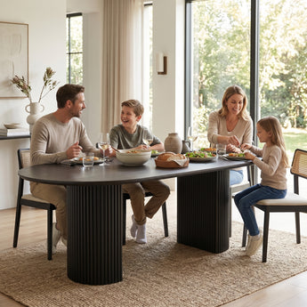 Anya Japanese Modern Luxury Black Top Solid Wood Dining Table