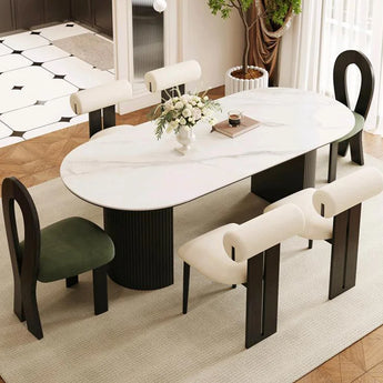 Anya Marble Stone Solid Wood Dining Table