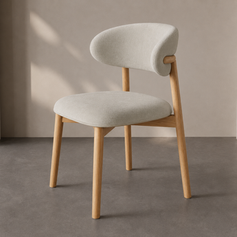 🟢 IN STOCK ANYA Solid Oak Wood Velvet Upholstery Dining Chair – Natural