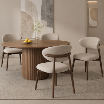 ANYA Velvet Upholstery Dining Chair - Solid Wood Walnut Cocoa