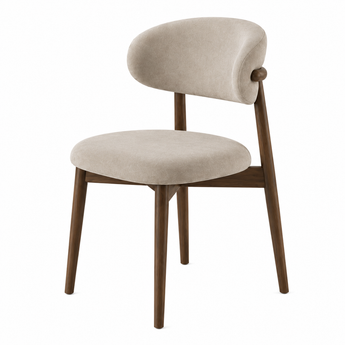 ANYA Velvet Upholstery Dining Chair - Solid Wood Walnut Cocoa