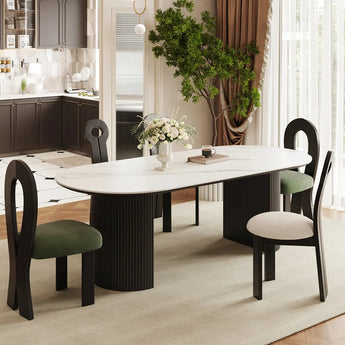 Anya Marble Stone Solid Wood Dining Table