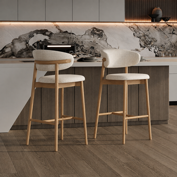 ANYA Linen Solid Wood Bar Chair