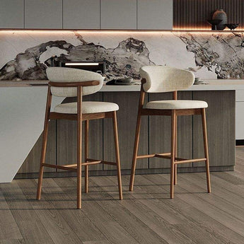 ANYA Linen Solid Wood Bar Chair