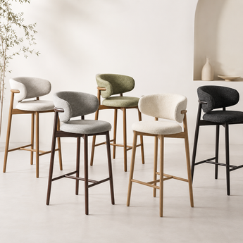 ANYA Linen Solid Wood Bar Chair