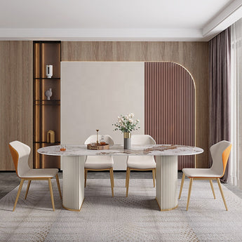 Anya Pandora Marble Top Solid Wood Dining Table