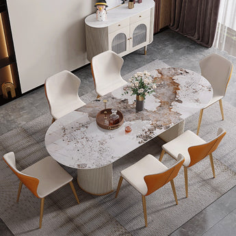 Anya Pandora Marble Top Solid Wood Dining Table