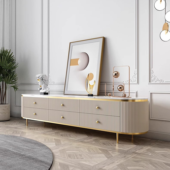 Arabella Luxury Living Sintered Stone Top Solid Wood TV Stand Unit Cabinet