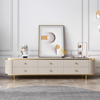Arabella Luxury Living Sintered Stone Top Solid Wood TV Stand Unit Cabinet