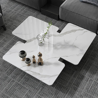 Archie Marble Top Solid Wood Base Coffee Table