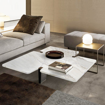 Archie Marble Top Solid Wood Base Coffee Table