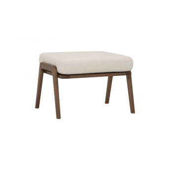 🟢 IN STOCK ASTON Malaysian Oak Boucle Fabric Upholstery Bench Pouf Ottoman - Teddy Vanilla