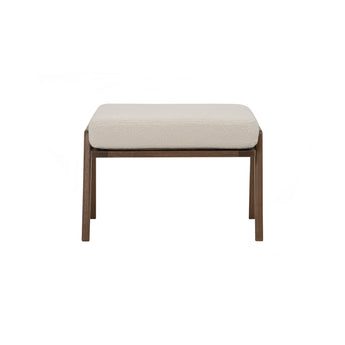 🟢 IN STOCK ASTON Malaysian Oak Boucle Fabric Upholstery Bench Pouf Ottoman - Teddy Vanilla