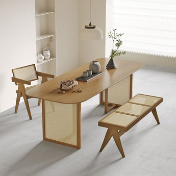 Aspen Rattan Modern Luxury Solid Wood Dining Table - Natural Oak